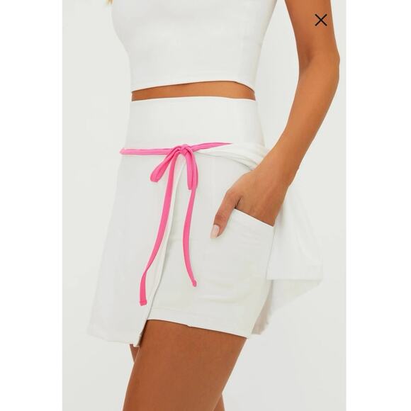 Beach Riot Winnie Wrap Front Skirt in Strawberry White/Pink SZ S - Picture 4 of 10